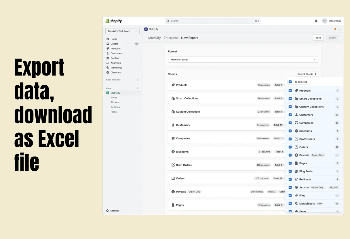 Export data and download as Excel file for easy of use