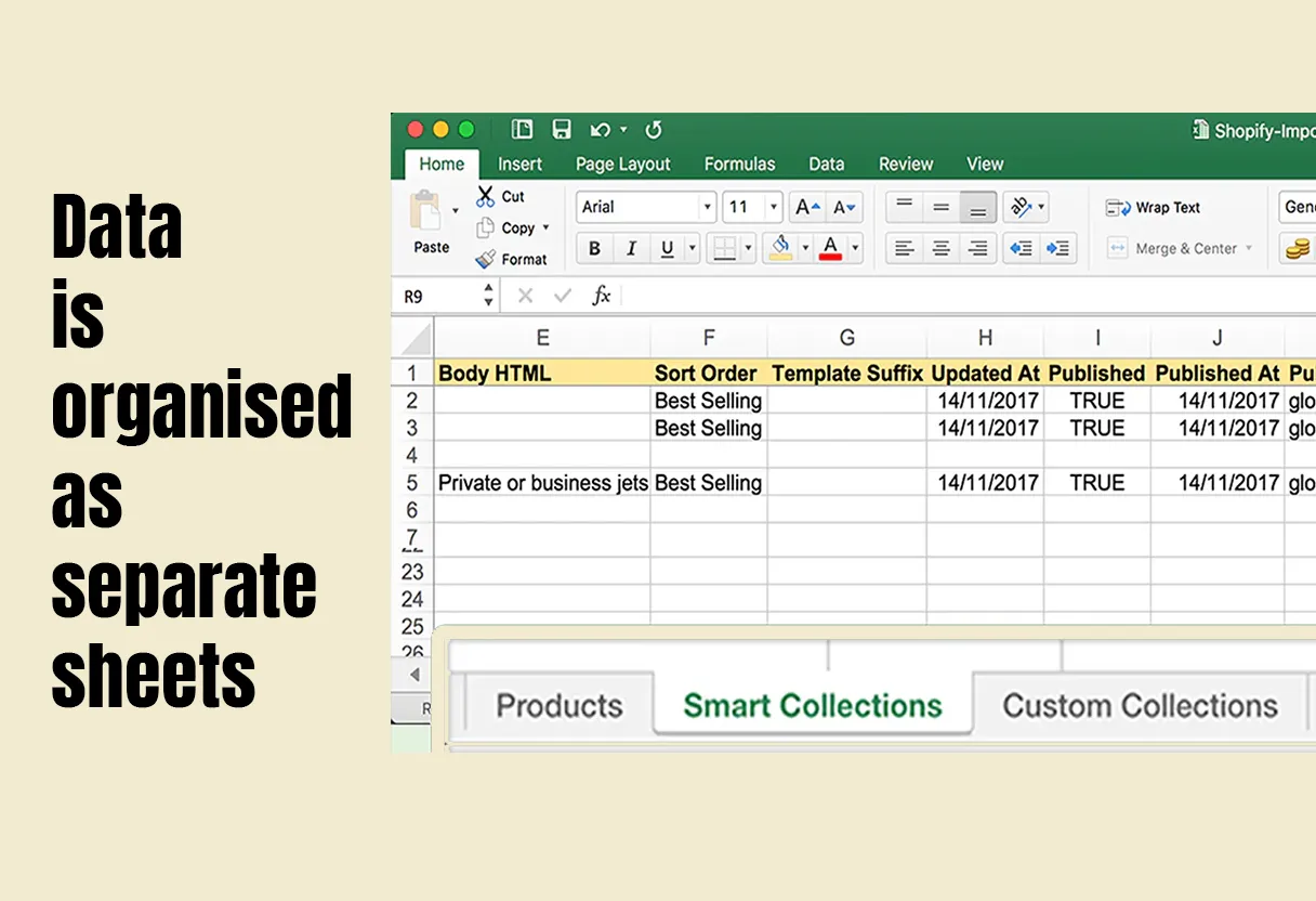 Data can be exported automatically into seperate sheets saving you time when sorting product information.