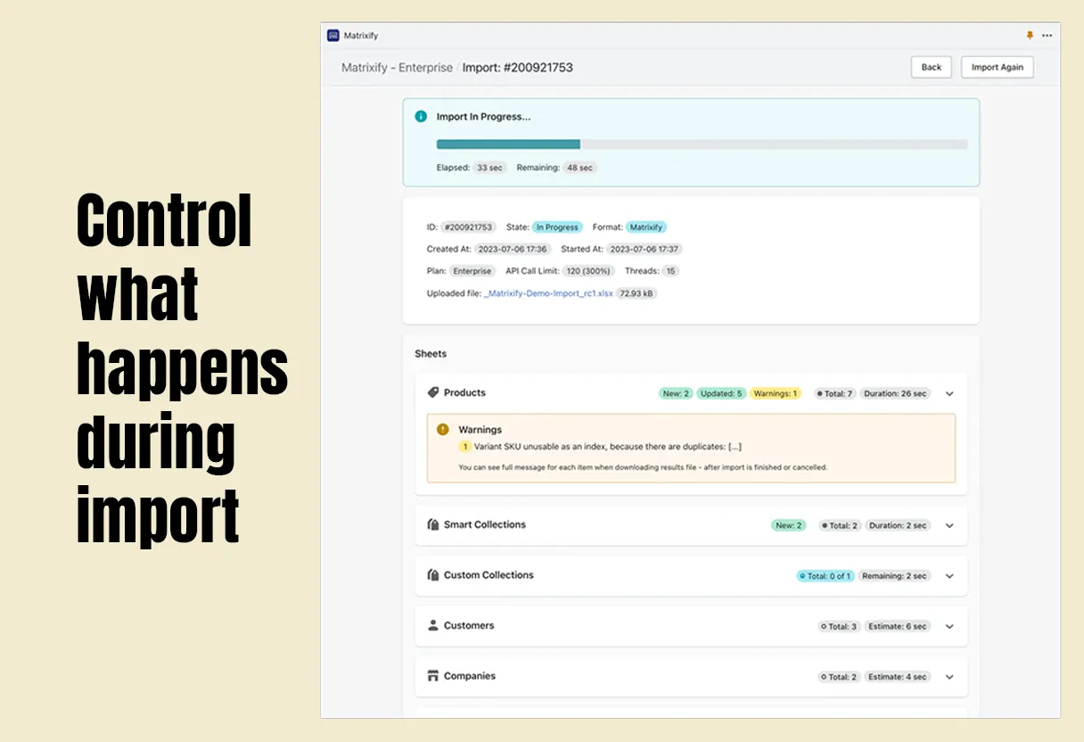 Control what data you want to import which saves you from having large files sizes.
