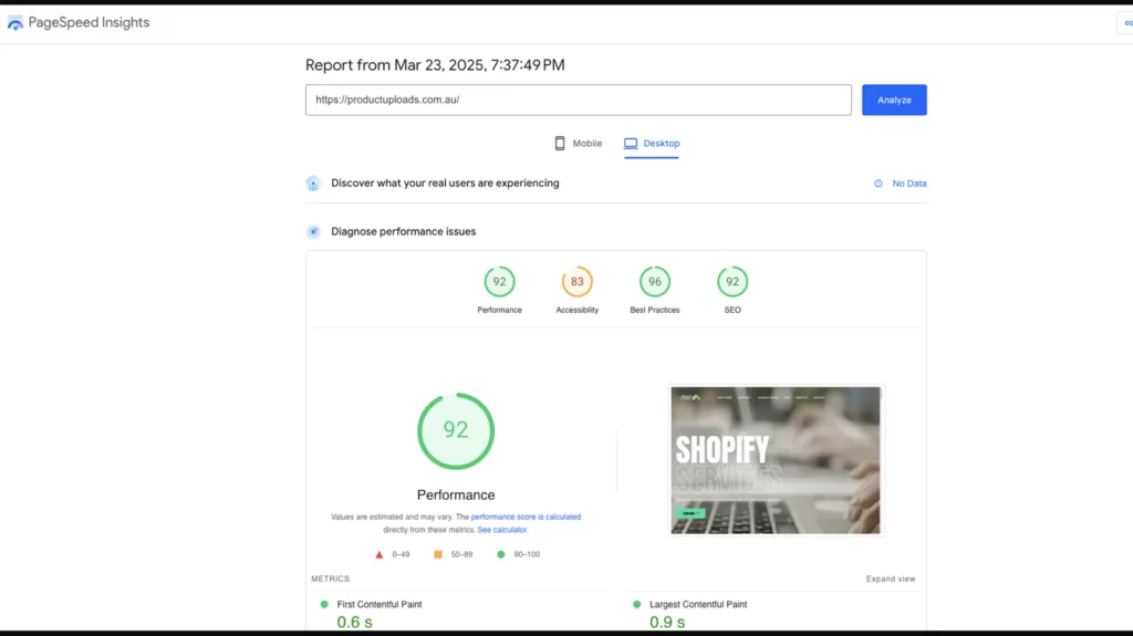 Access your current speed performace - productuploads