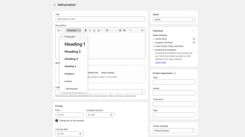 Adding a H1 Header on a product page