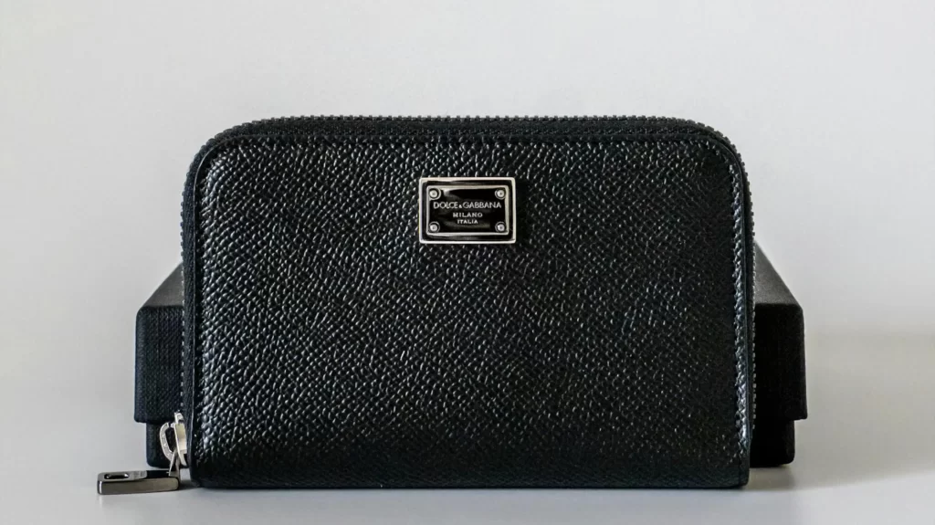Black Leather Wallet with Zipper