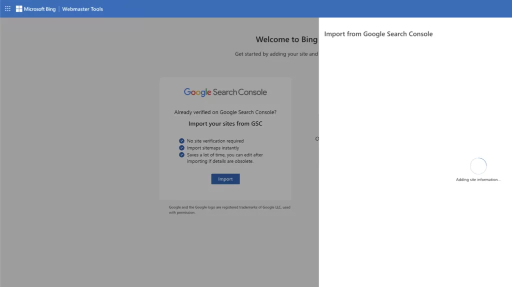 Import from Google Search Console