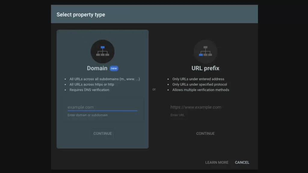 Start improving Shopify SEO by adding your domain to Google Search Console